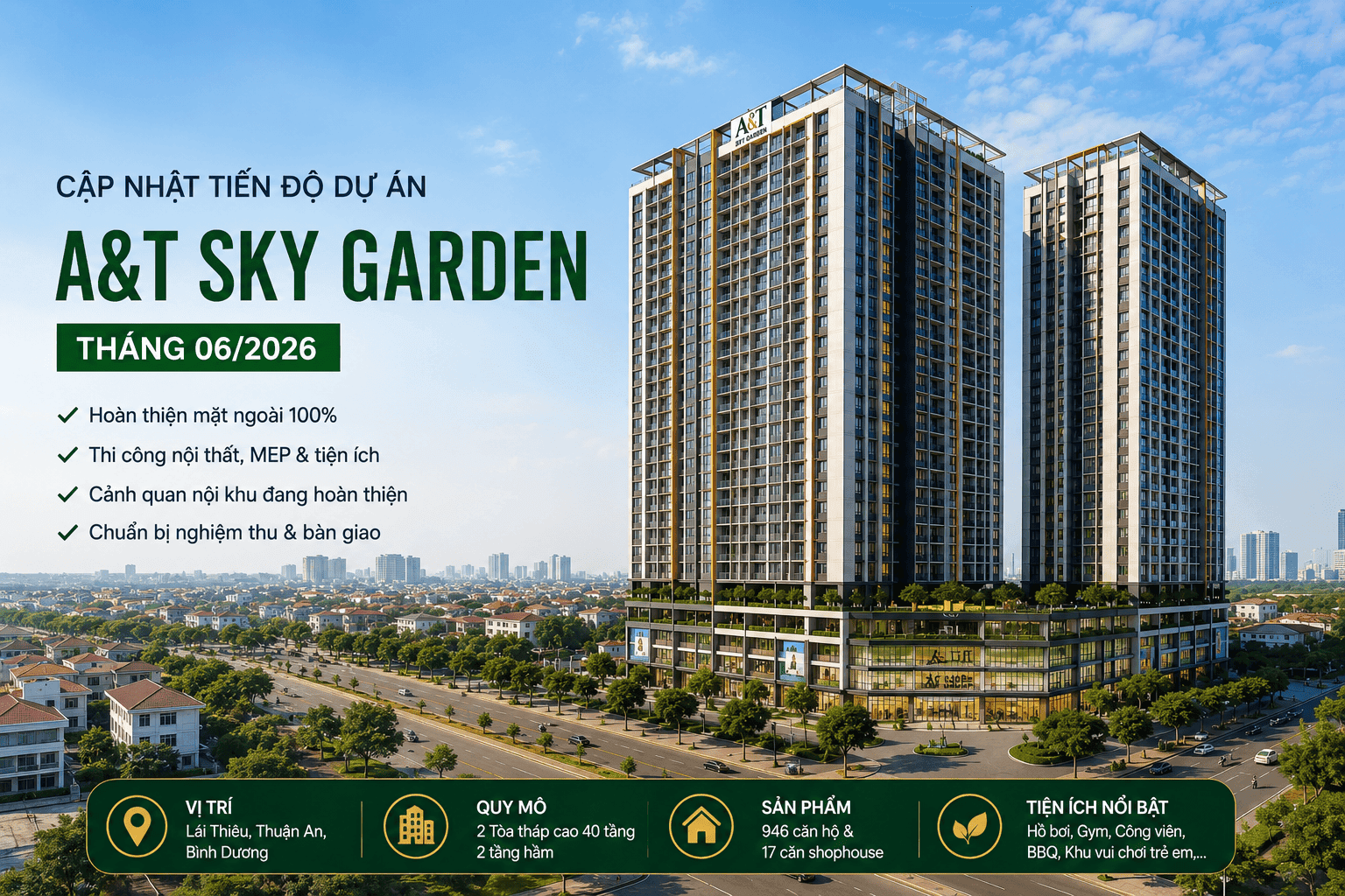 Cập Nhật Dự Án A&T Sky Garden Mới Nhất Tháng 06/2026