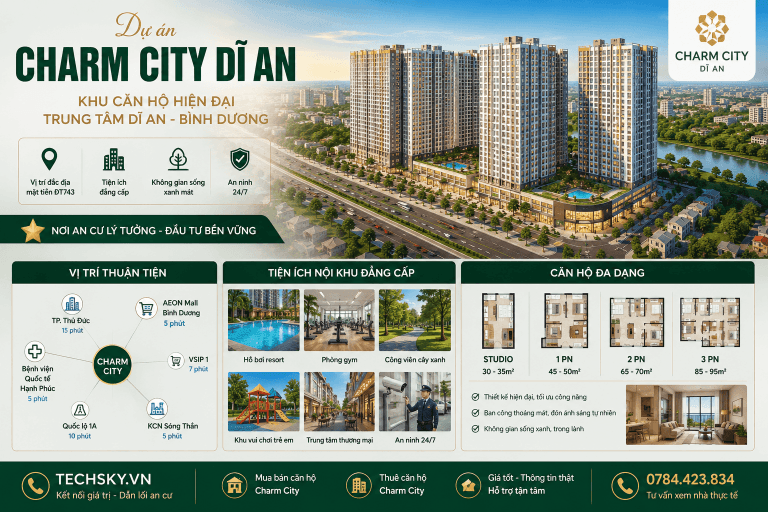 Charm City Dĩ An - Vị Trí, Tiện Ích, Giá Bán & Giá Thuê Mới Nhất 2026 | Lan Anh Home Charm City Dĩ An Bình Dương