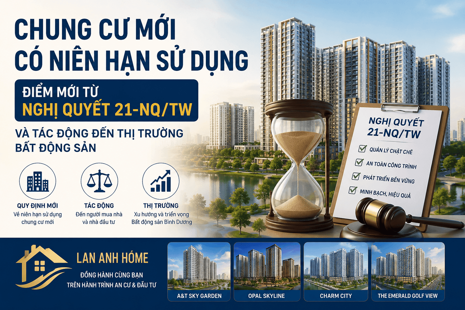 Chung cư mới có niên hạn sử dụng theo Nghị quyết 21-NQ-TW năm 2026