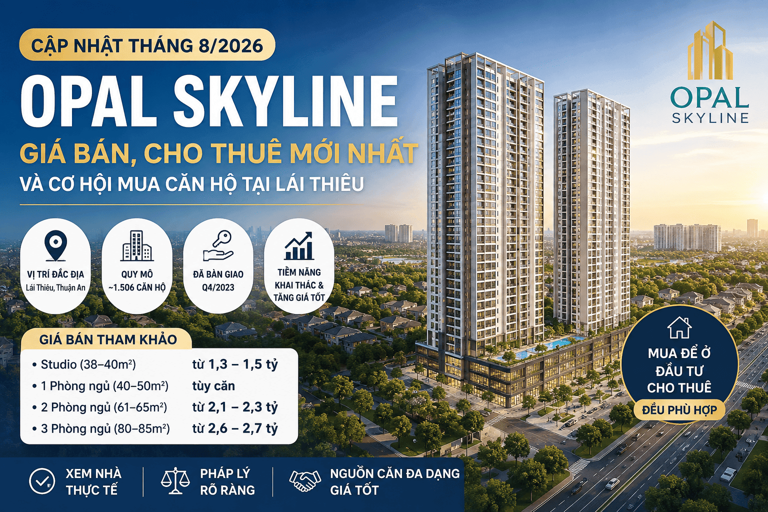 Opal Skyline tháng 8/2026: Giá bán, cho thuê mới nhất | Lan Anh Home Opal Skyline tháng 8/2026