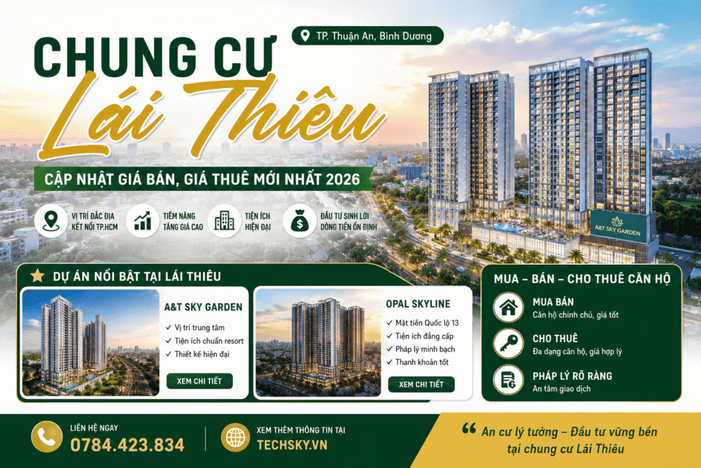 Chung Cư Lái Thiêu Bình Dương 2026 | Giá Bán, Cho Thuê & Dự Án Nổi Bật